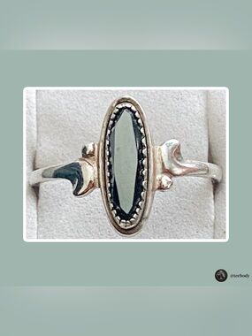 VTG NWOT WMCO Wheeler Sterling Silver Black Diamond Marquise Ring